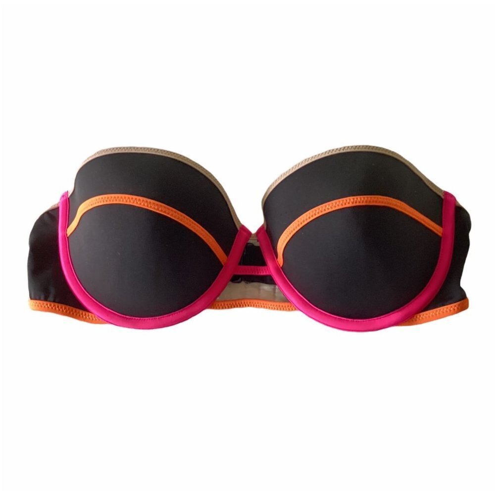 Victoria's Secret Womens Bikini Top 34C Black Pink Orange